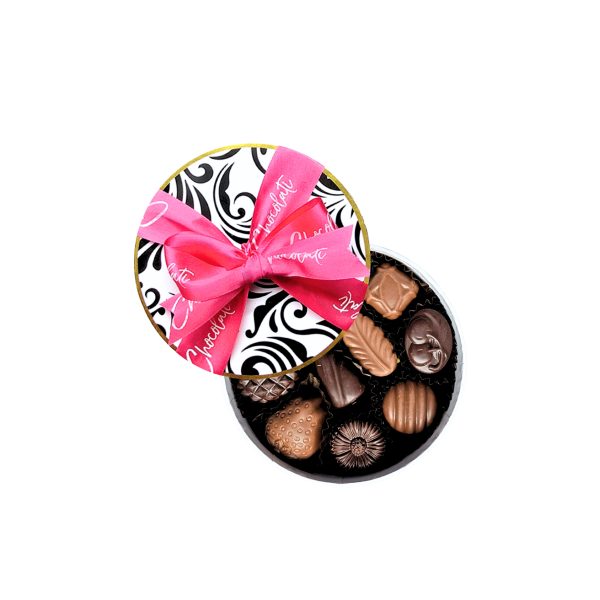 Chocolati - Mini Round Box of approx 10 Chocolates - Fuchsia